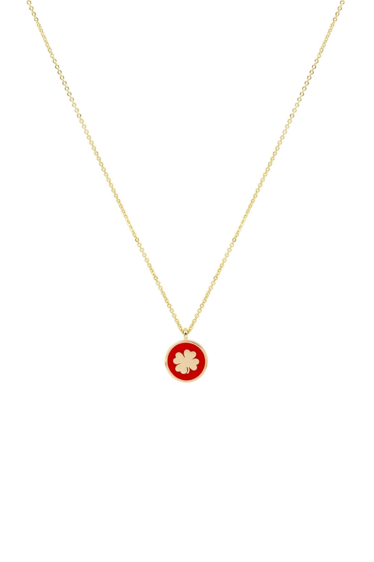 RED CLOVER – Red Enamel Lucky Necklace