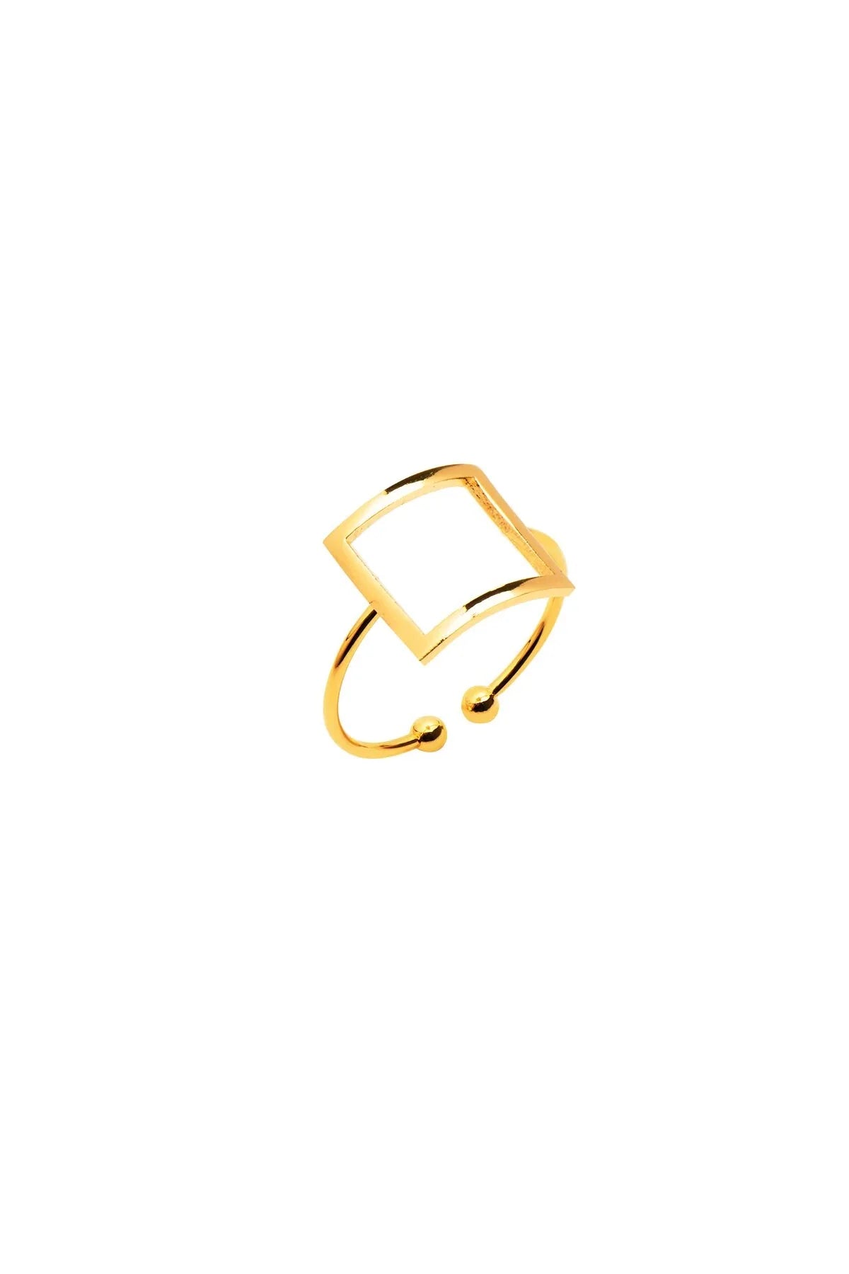 SQUARE GOLD – Open Square Adjustable Ring