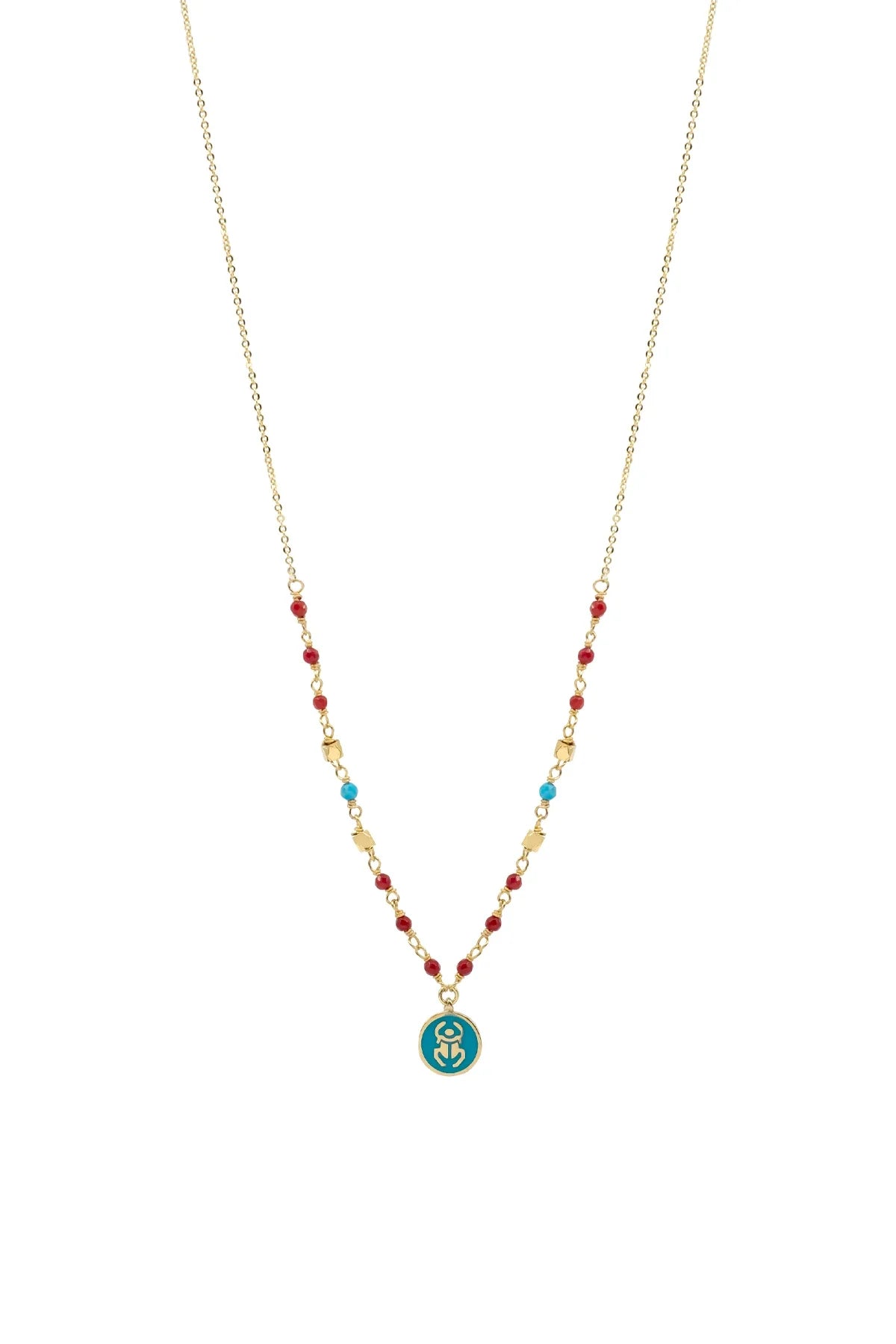 SACRED BEE β Enamel Scarab Chain Necklace