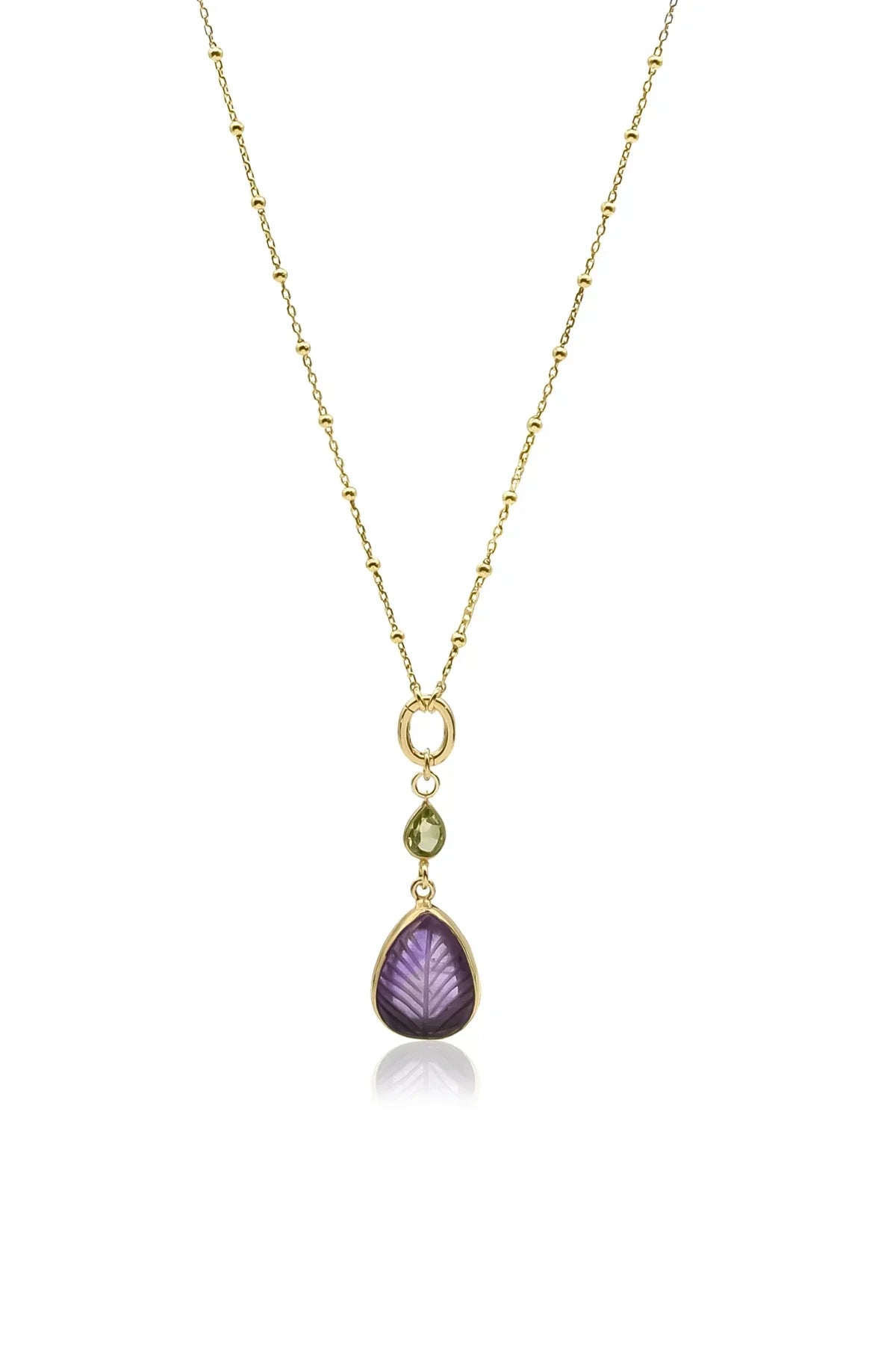 LORENE β Charm-Ready Satellite Chain Necklace with Amethyst & Peridot