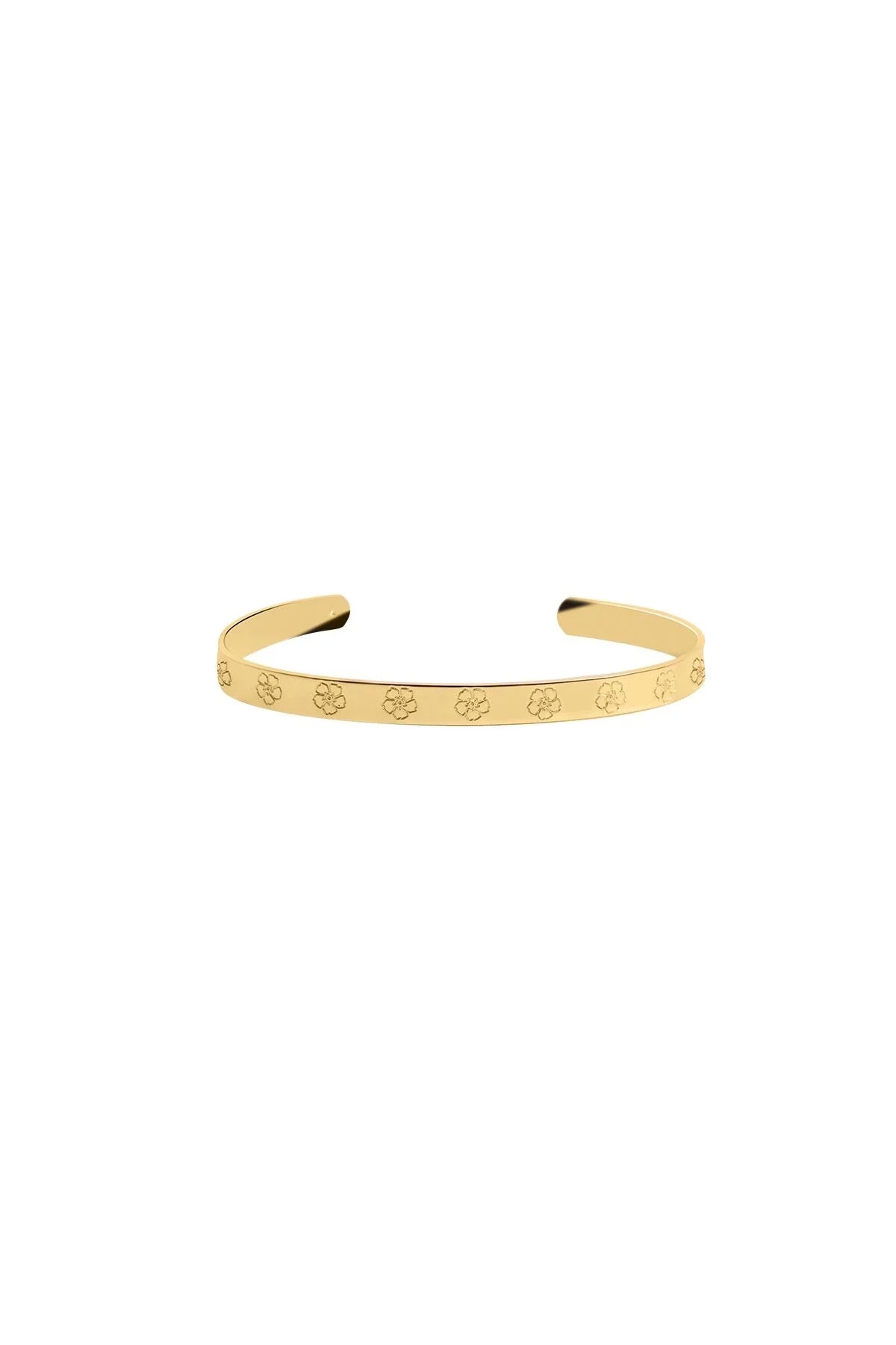 FLEURS – Engraved Floral Cuff Bracelet