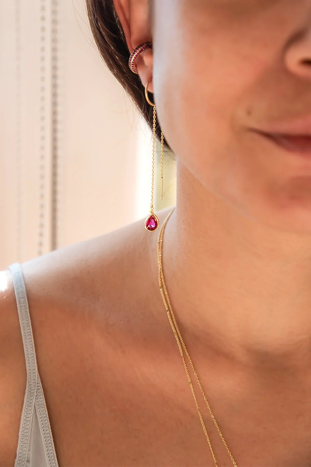 IDA - Rubis - Chain Earrings