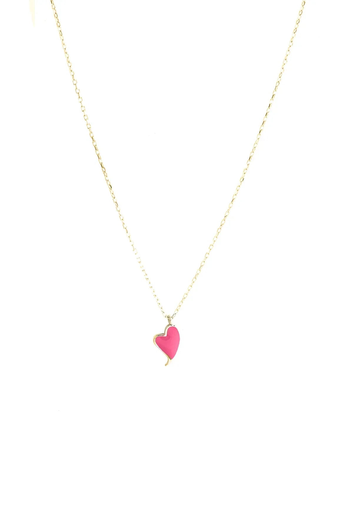 LOLA HEARTBEAT – Pink Enamel Heart Pendant Necklace