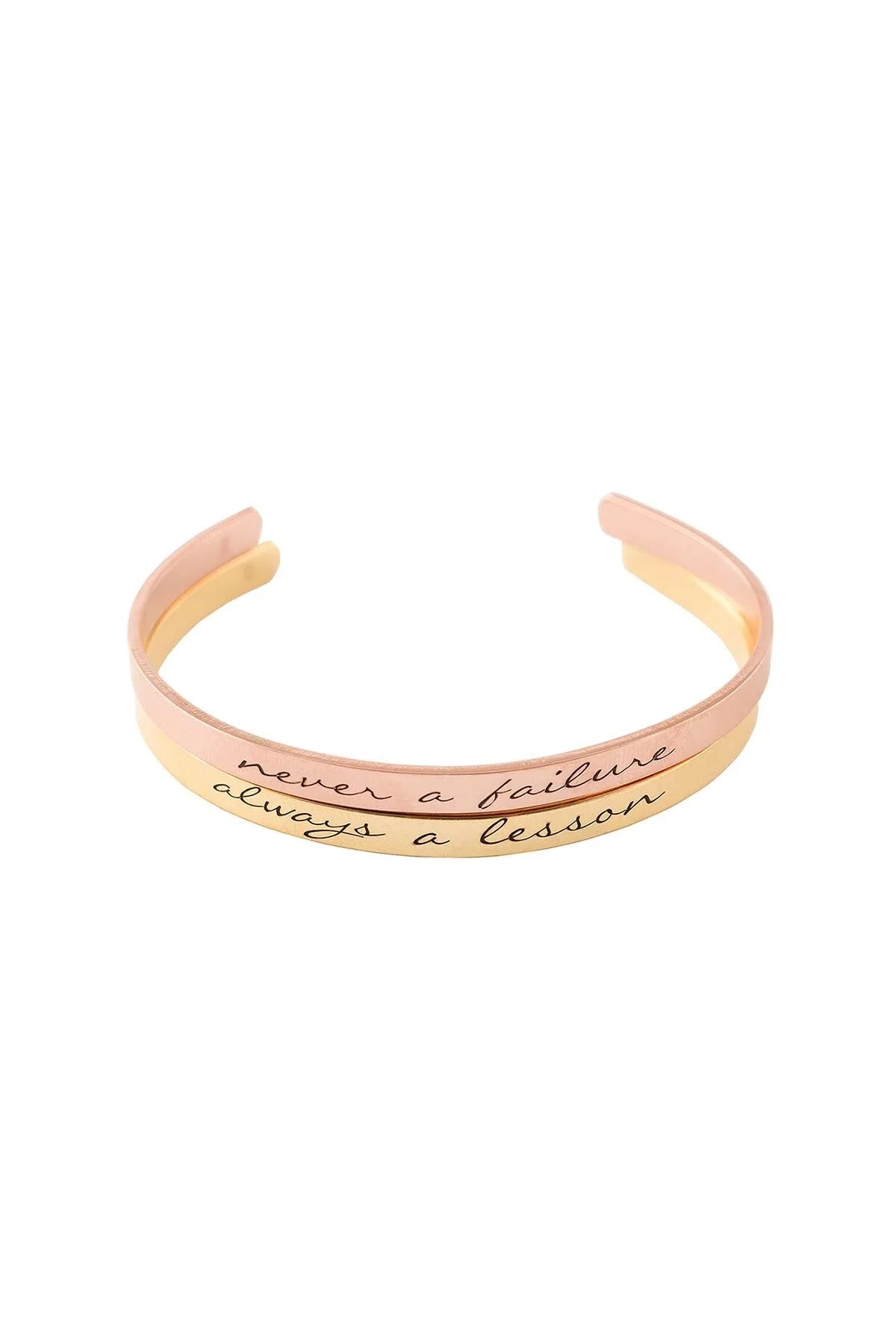 NEVER A FAILURE – Engraved Motto Cuff Bracelet