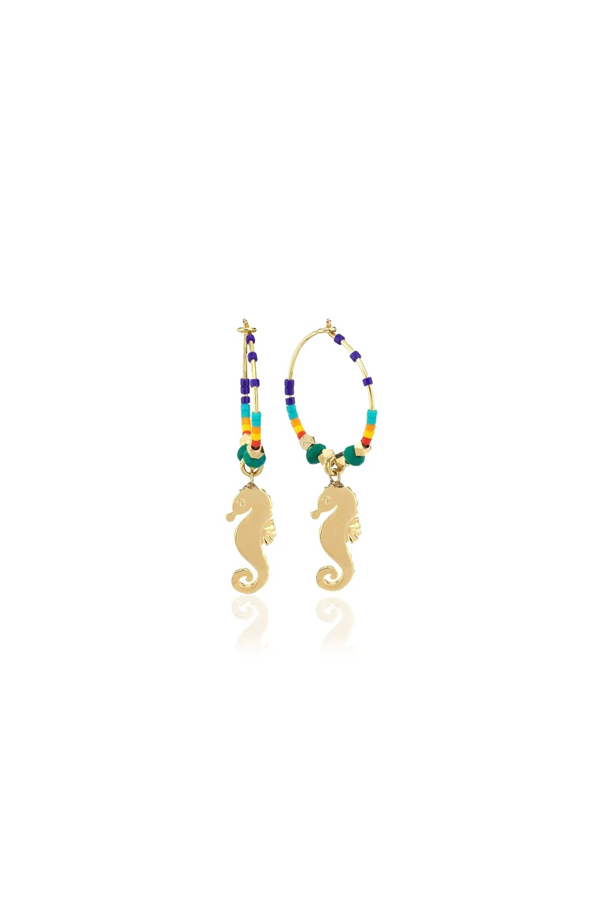 LUCKY SEAHORSE – Seahorse Hoop Charm Earrings