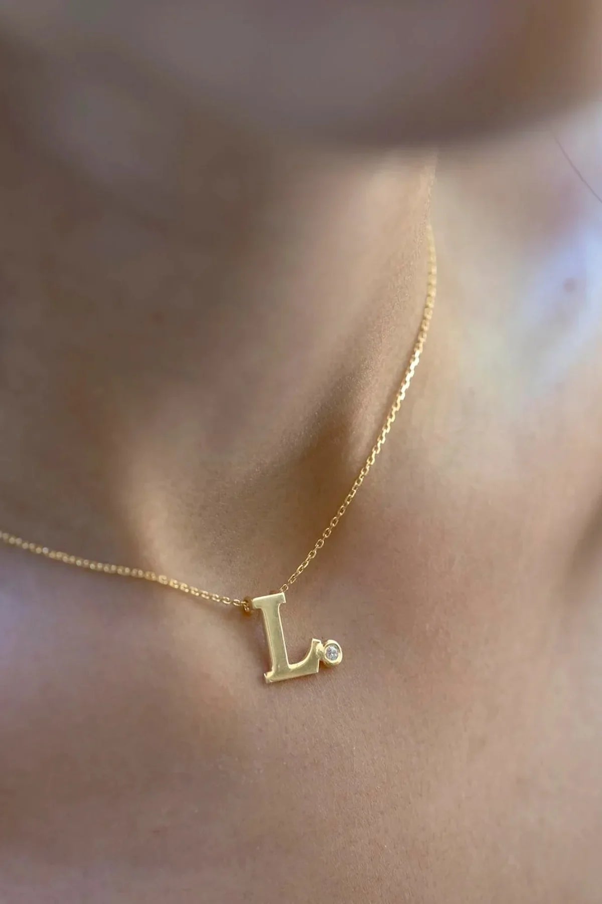 DIAMOND INITIAL – Birthstone Letter Pendant Necklace