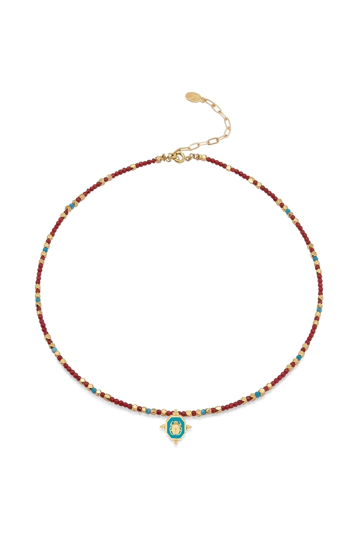 SCARAZURE β Turquoise Scarab Coral Necklace