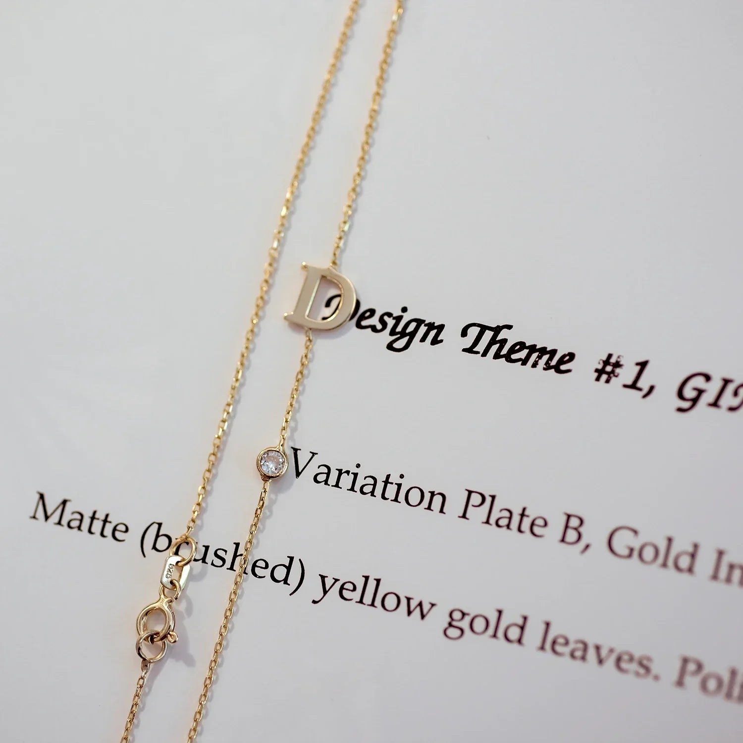 DIAMOND SIDEWAYS INITIAL - Stone Embellished Letter Necklace