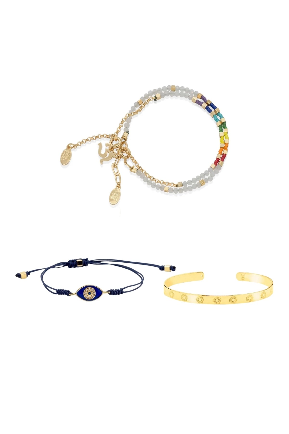 CHAKRA – Om & Evil Eye Layered Bracelet Set
