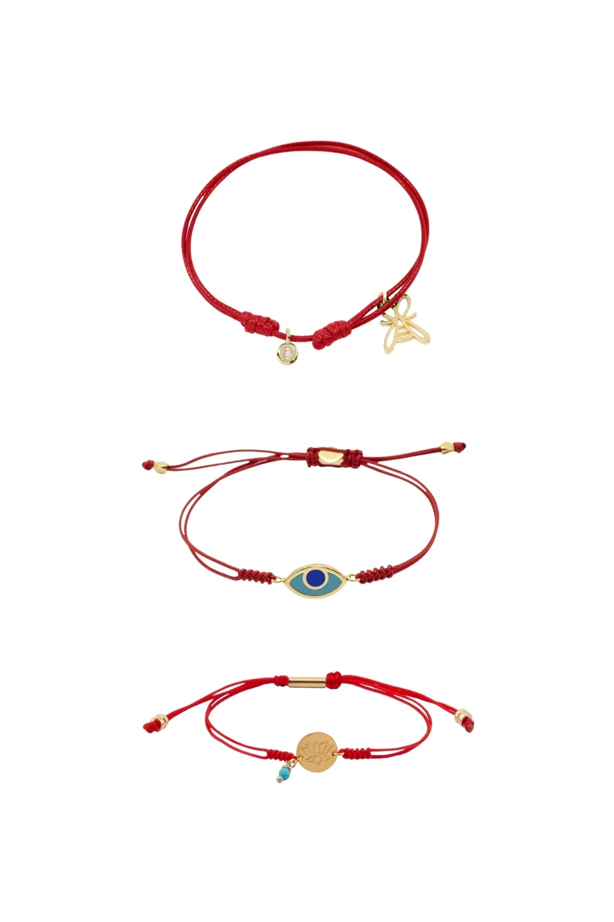 INNER LIGHT - Lotus and Enamel Eye Layered Bracelet Set