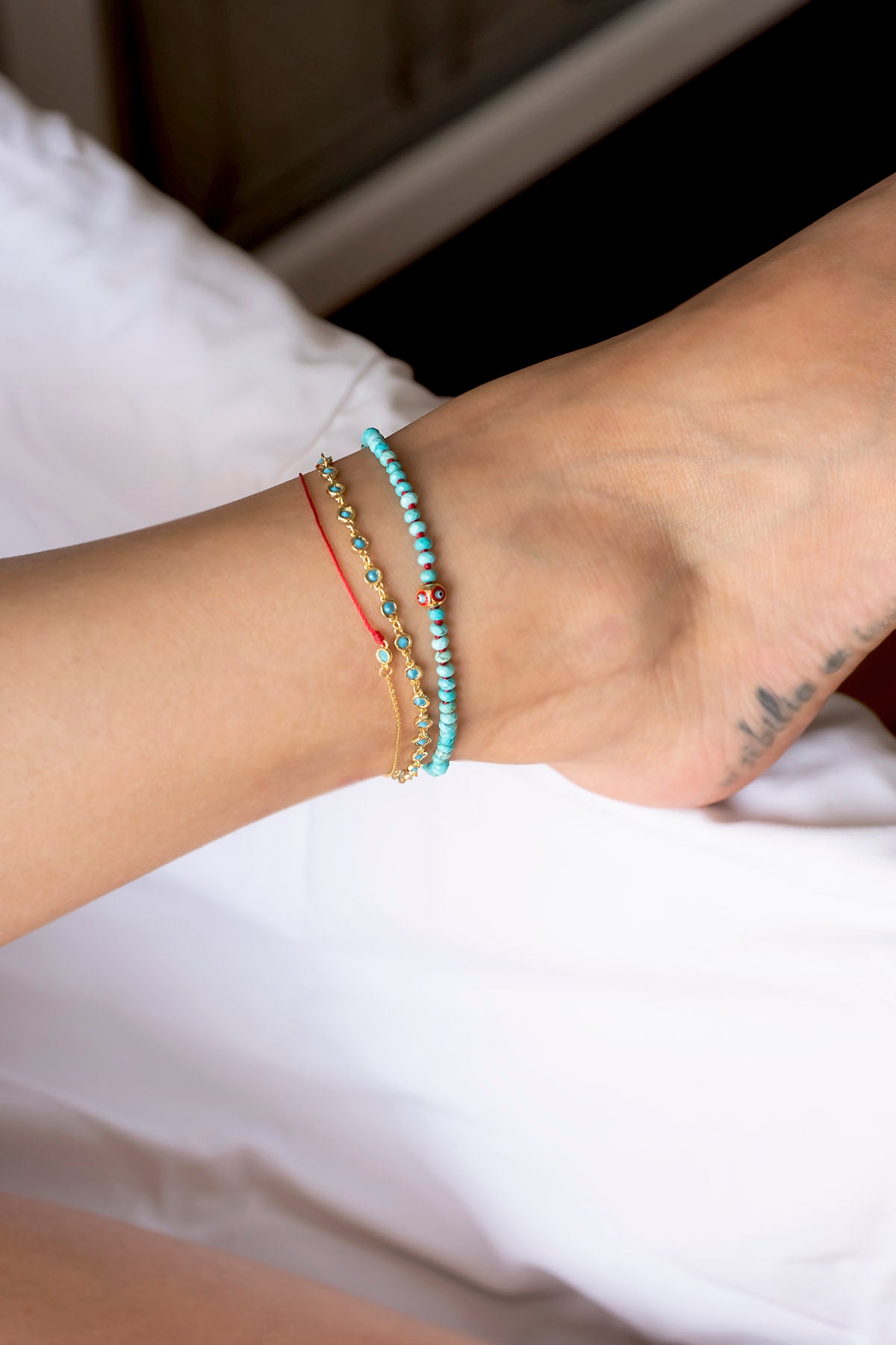 MAUI – Knotted Turquoise Evil Eye Anklet