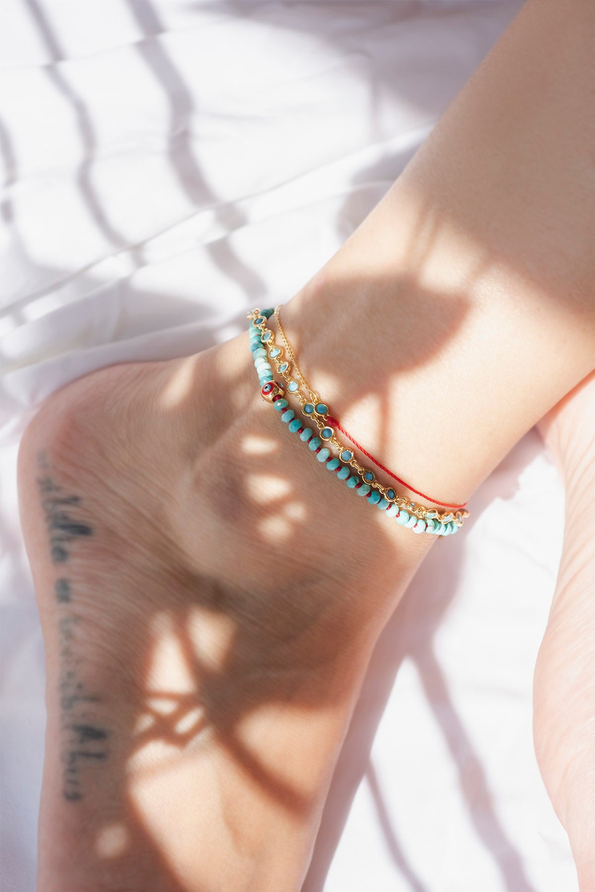 MAUI – Knotted Turquoise Evil Eye Anklet
