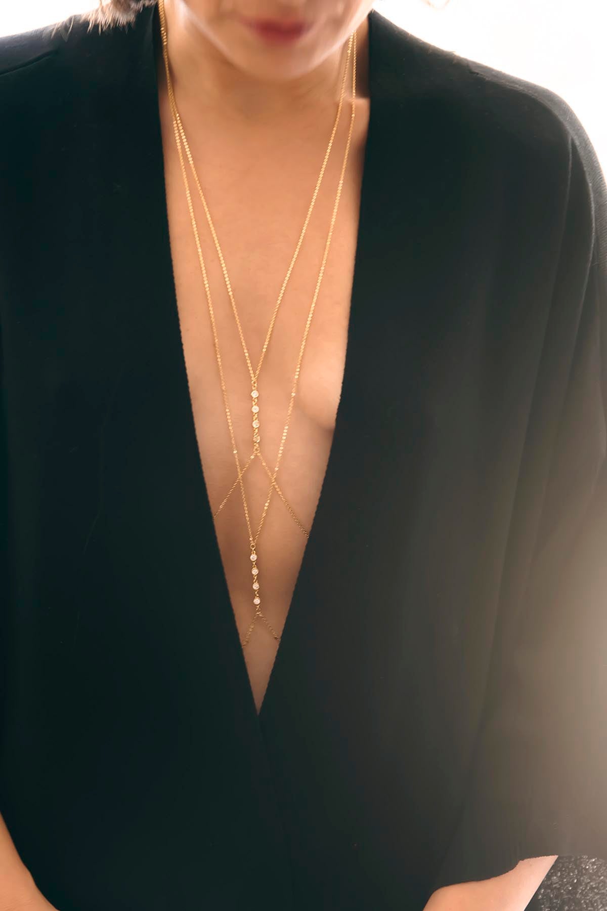 TWIN FLOWS – Cascading Layered CZ Body Chain