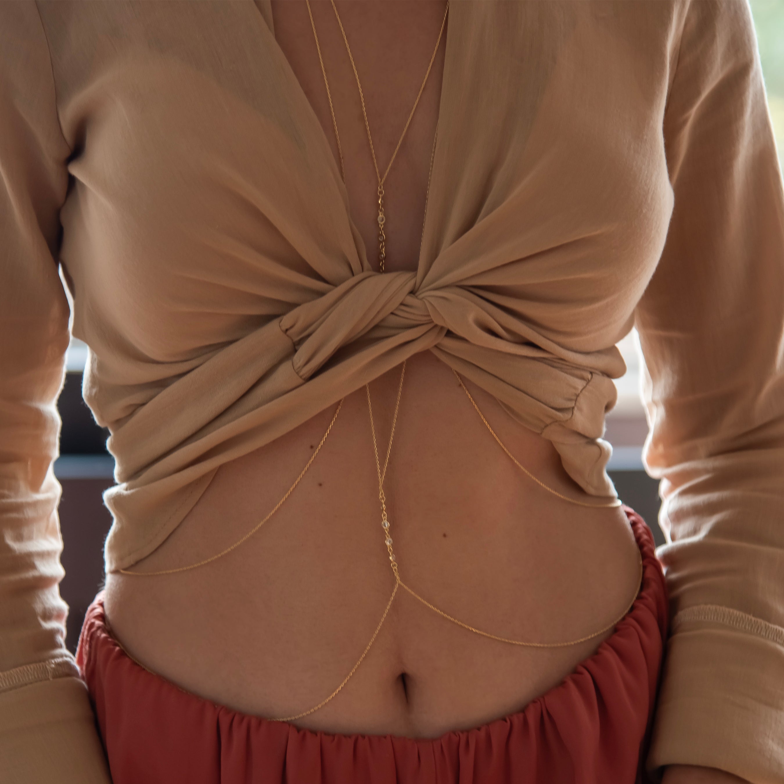 TWIN FLOWS – Cascading Layered CZ Body Chain