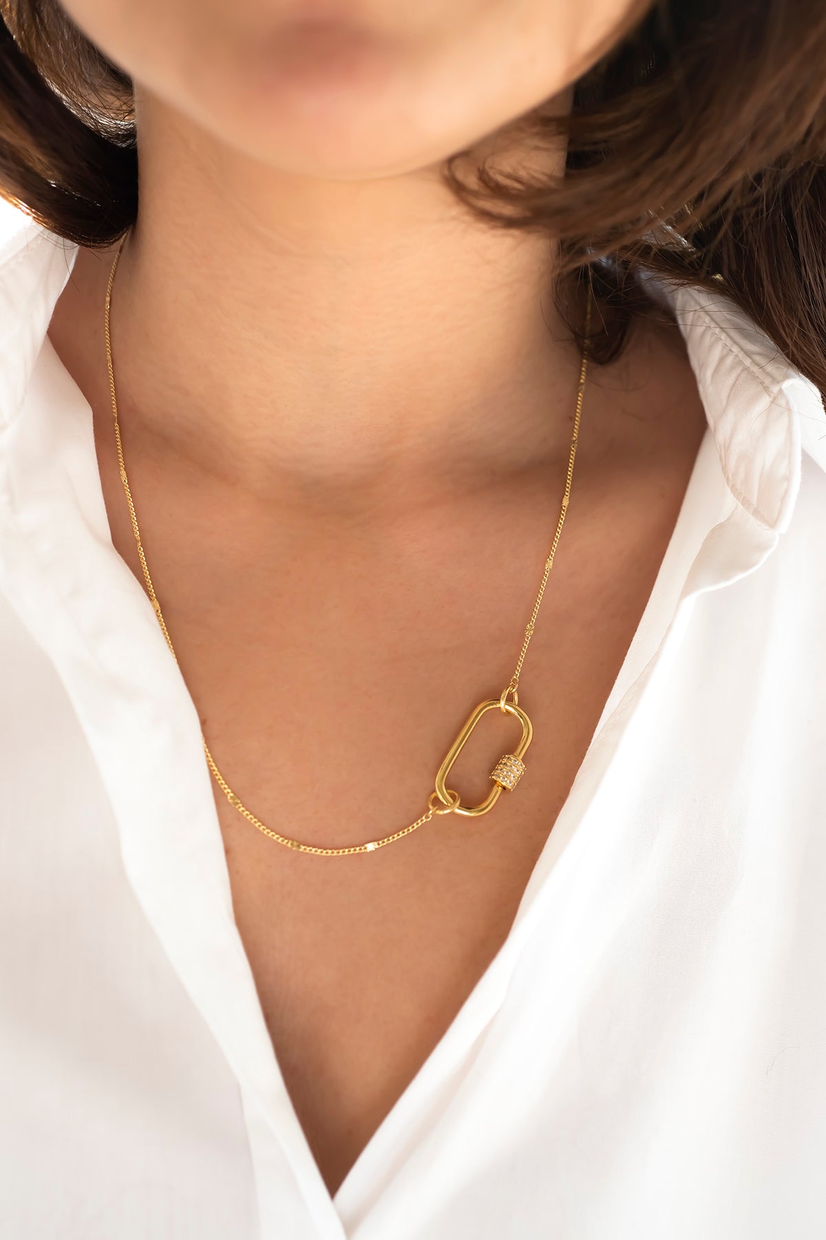 CARABINA - Curb Flat Charm Necklace
