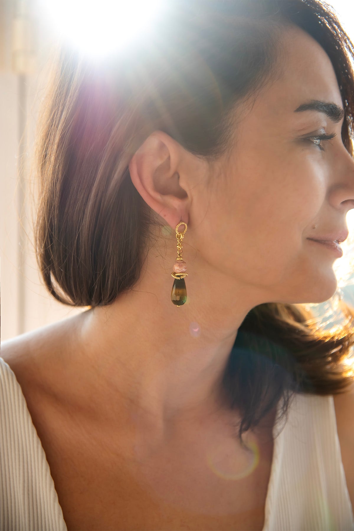 TIGRE – Tiger’s Eye & Rhodonite Drop Earrings
