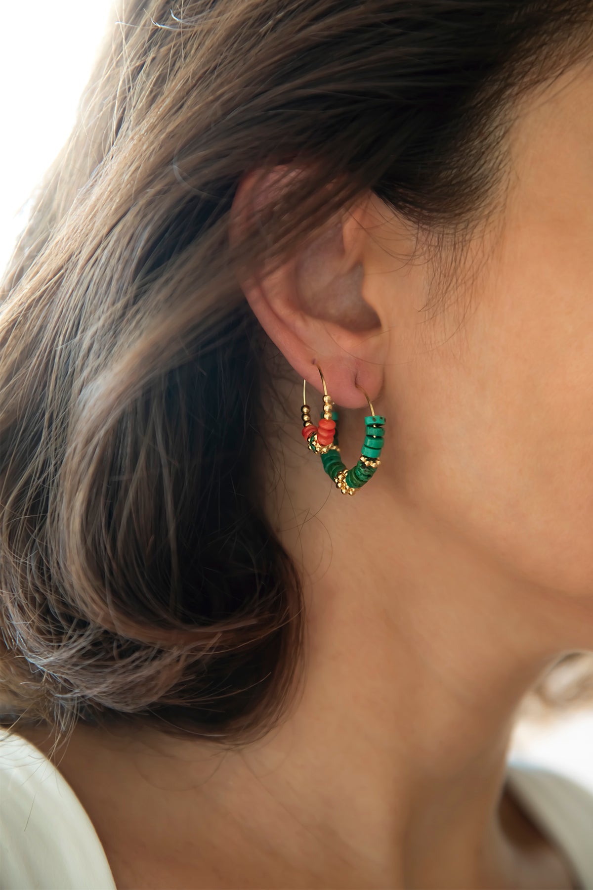 LENA - Turquoise Hoop Earrings