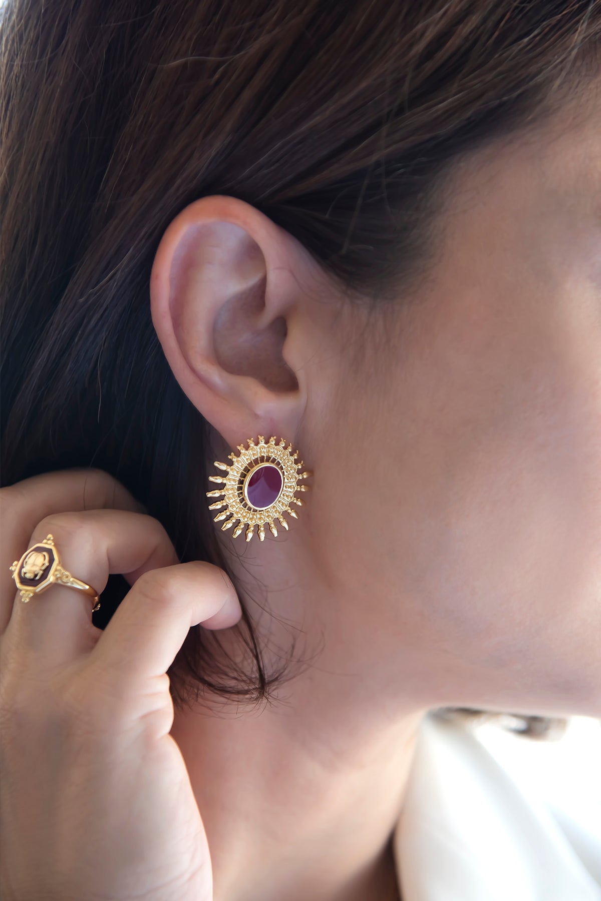 RED SUN – Bold Enamel Earrings