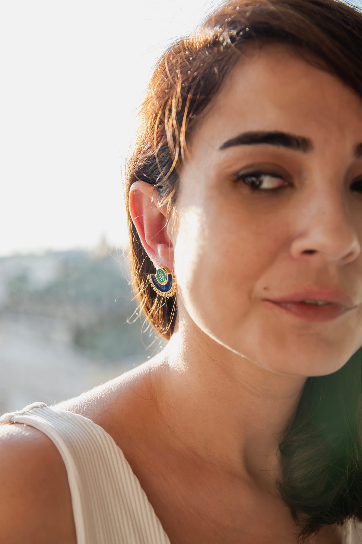 GURU BEE – Scarab Enamel Earrings