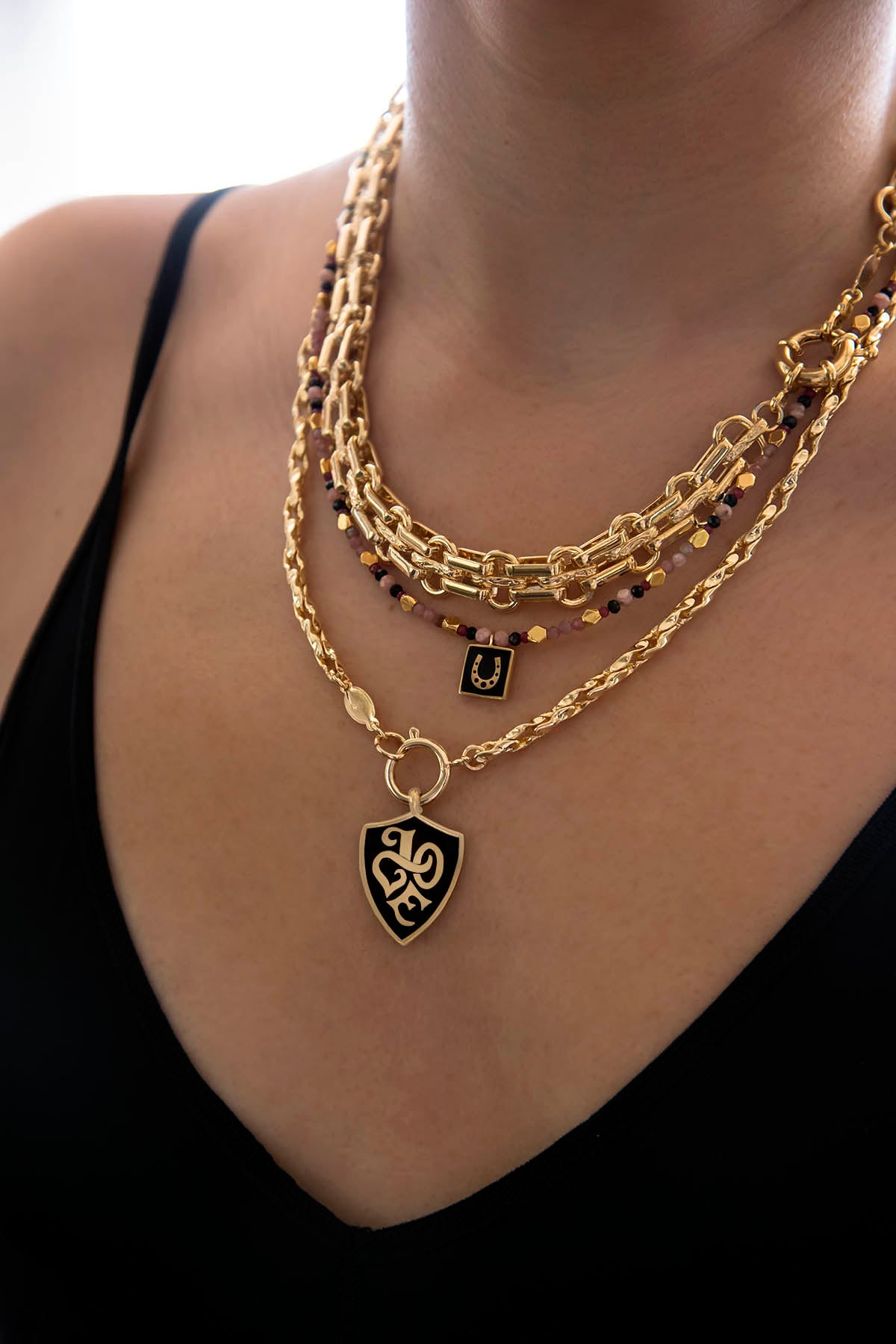 THRONE - BLACK - Shield Medallion Necklace