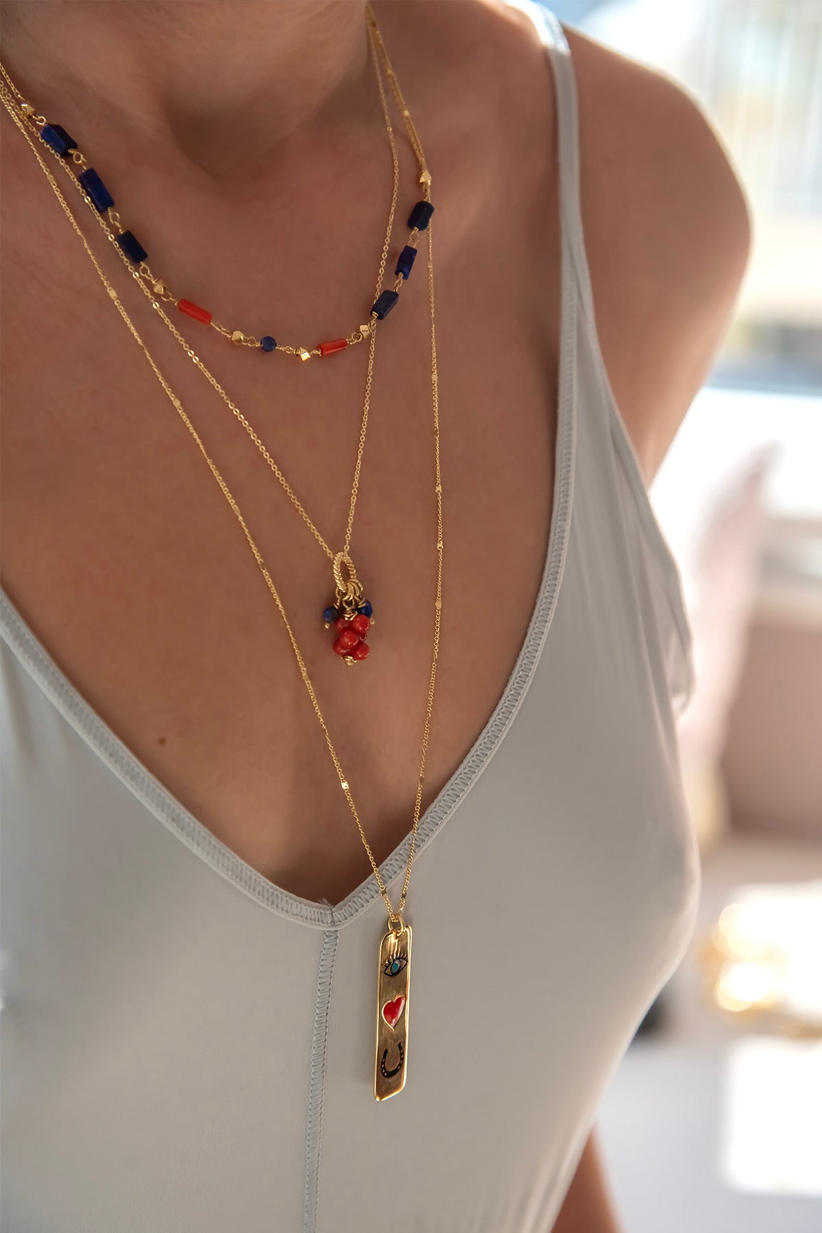 I LUV U – Symbolic Enamel Pendant Necklace