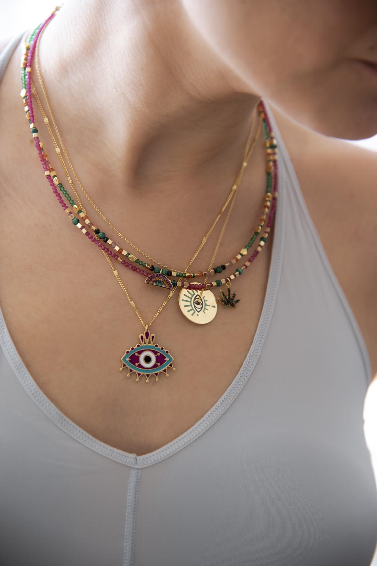 MARI – Symbolic Leaf Gemstone Necklace
