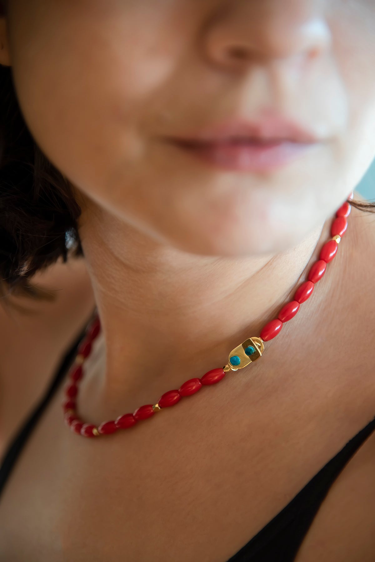 RED BEAN – Barley Coral Necklace
