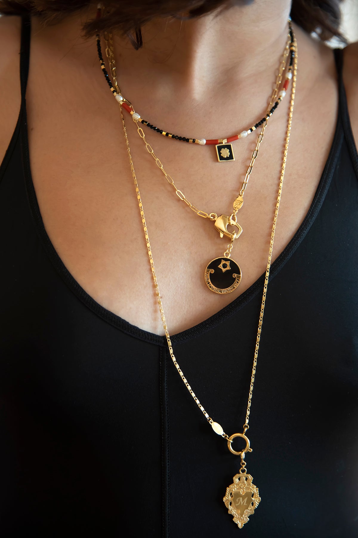 SHAMROCK – Gem Bead Pendant Necklace