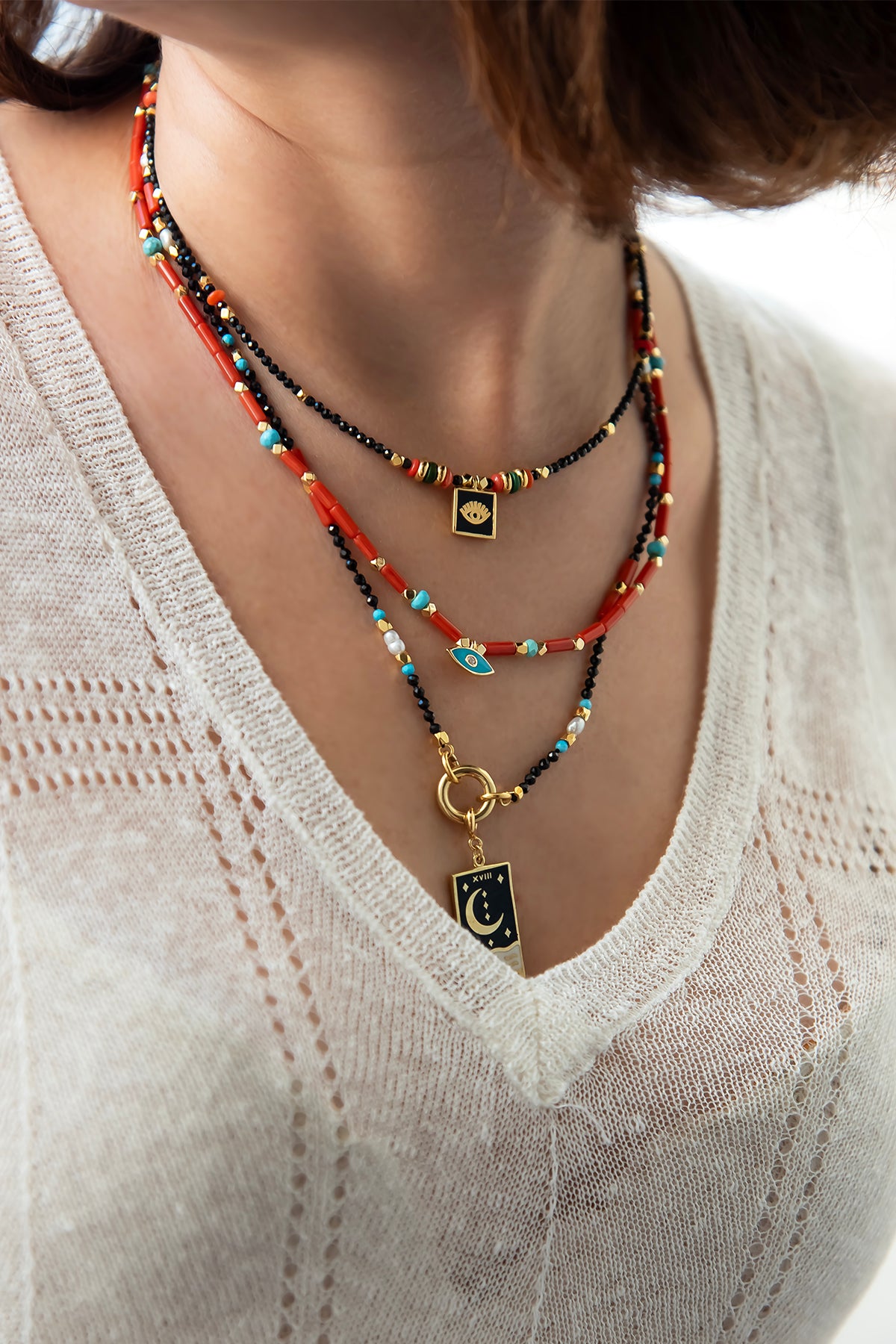PORTO – Coral & Turquoise Beaded Necklace