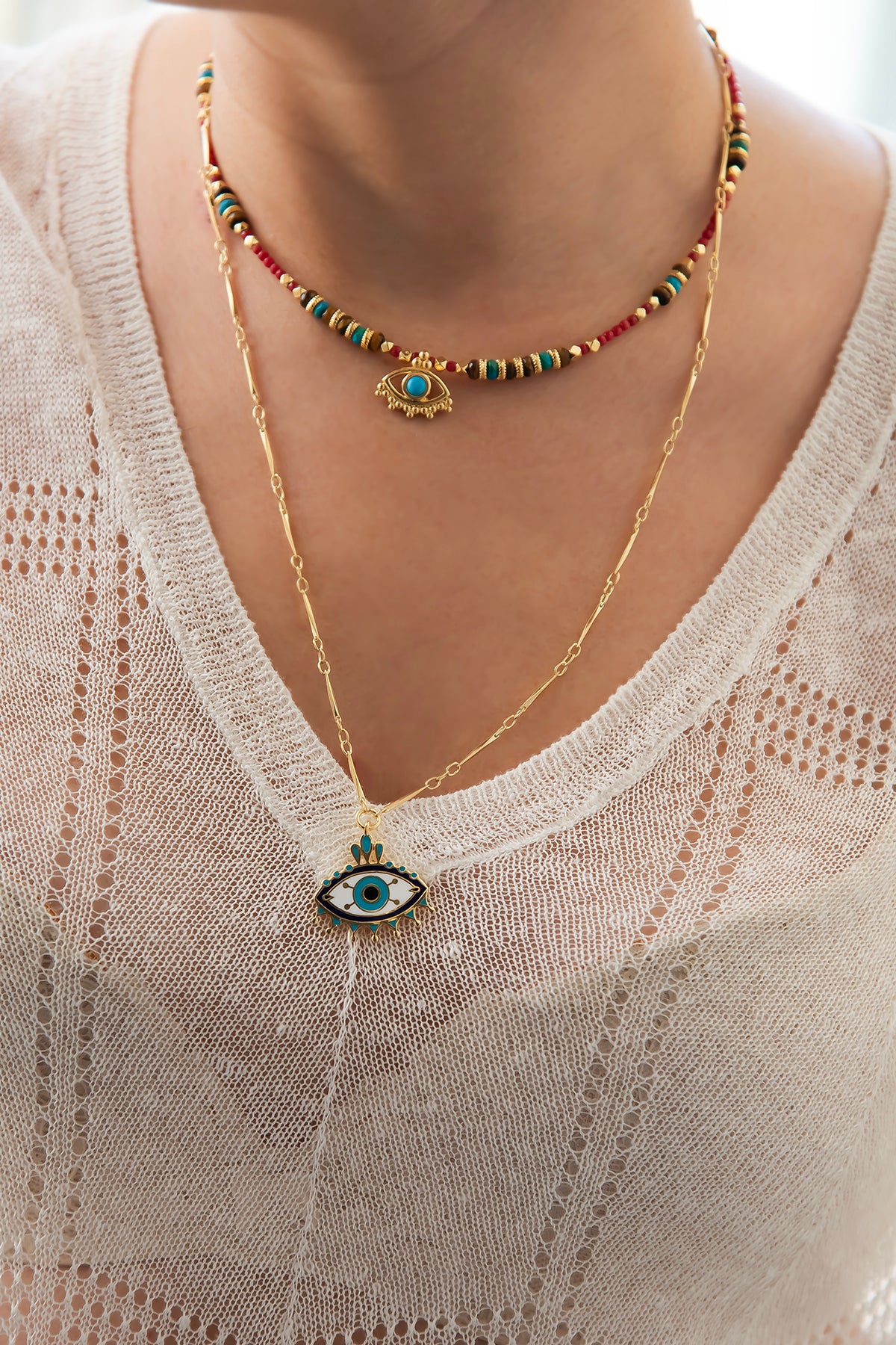 MAGIC EYE - Coral Eye Necklace