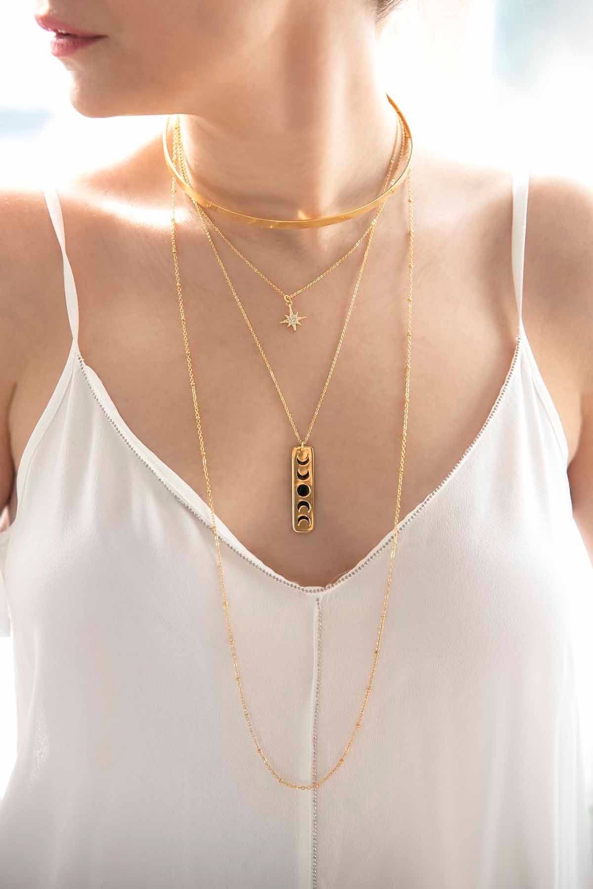 MOON PHASES – Layered Moon & Star Necklace