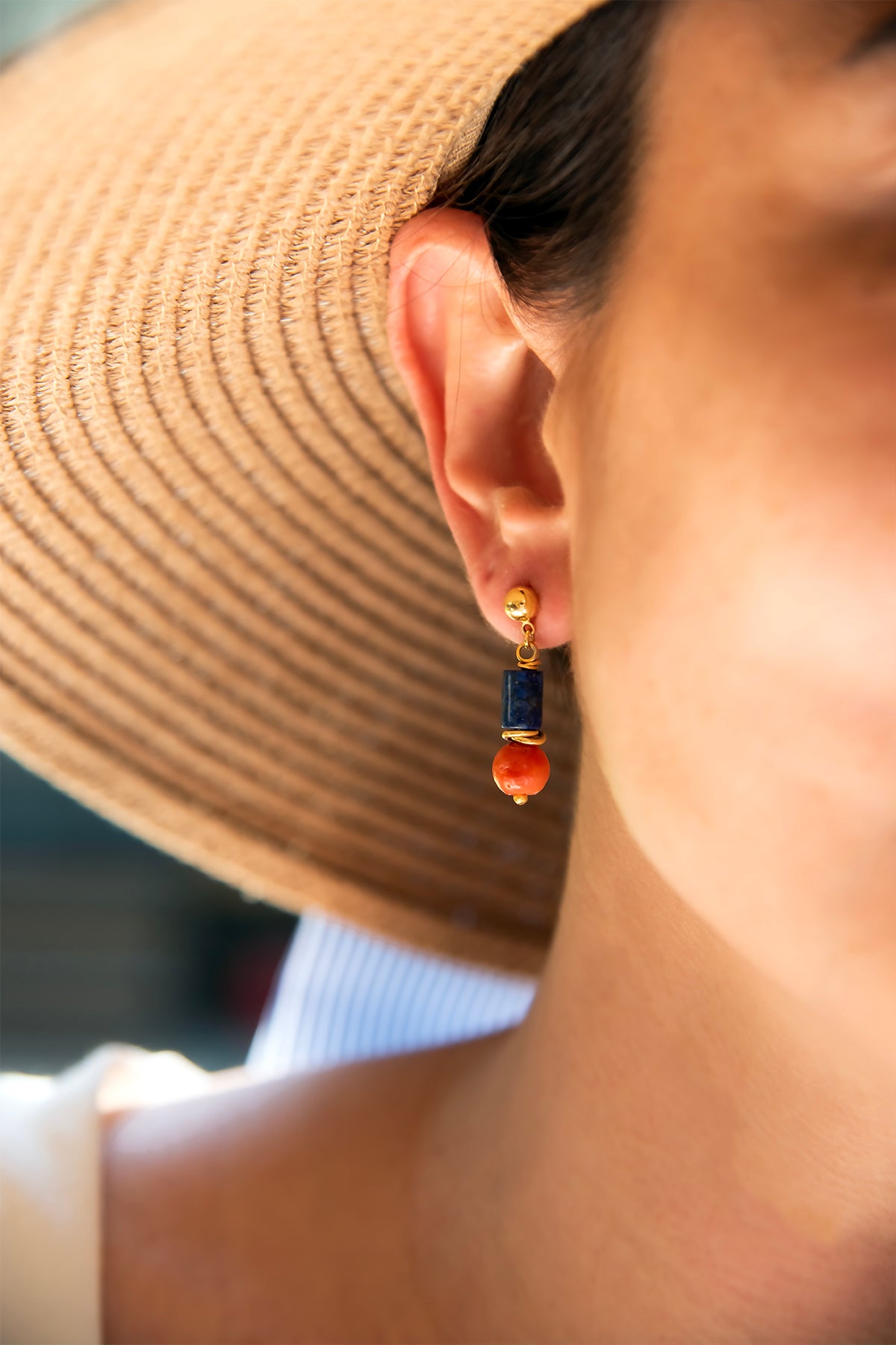 ALIZÉ - Lapis & Coral Earrings