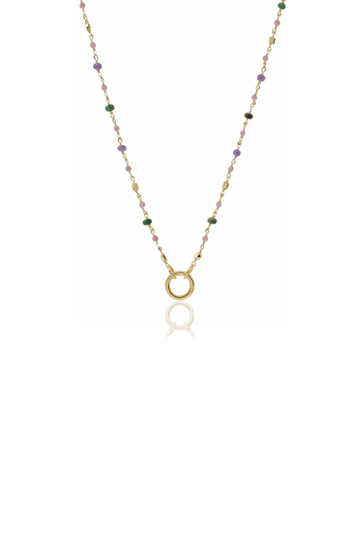 PINK BERRY – Wire-Wrapped Gemstone Charm Necklace