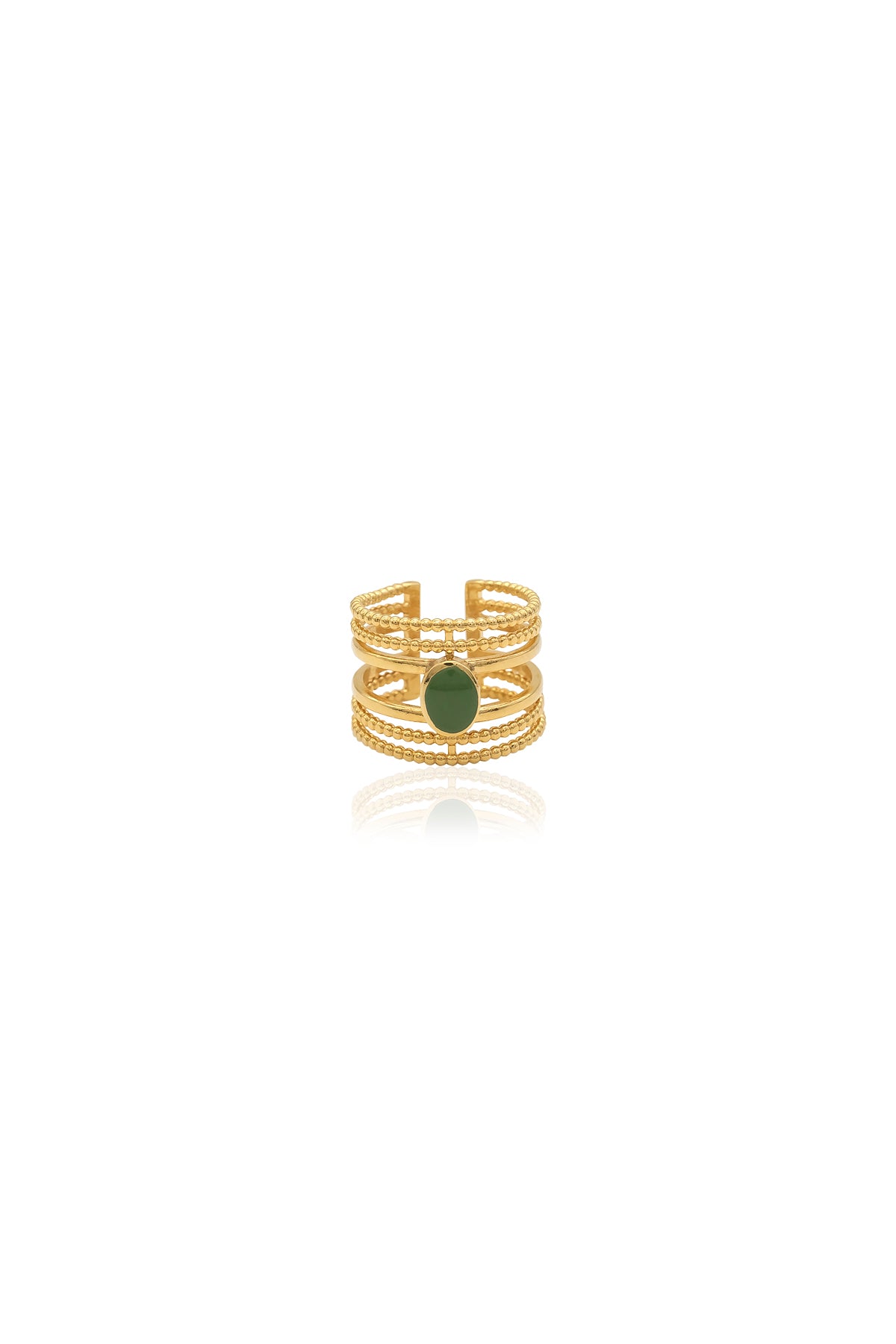 JADORA – Green Enamel Multi-Band Ring