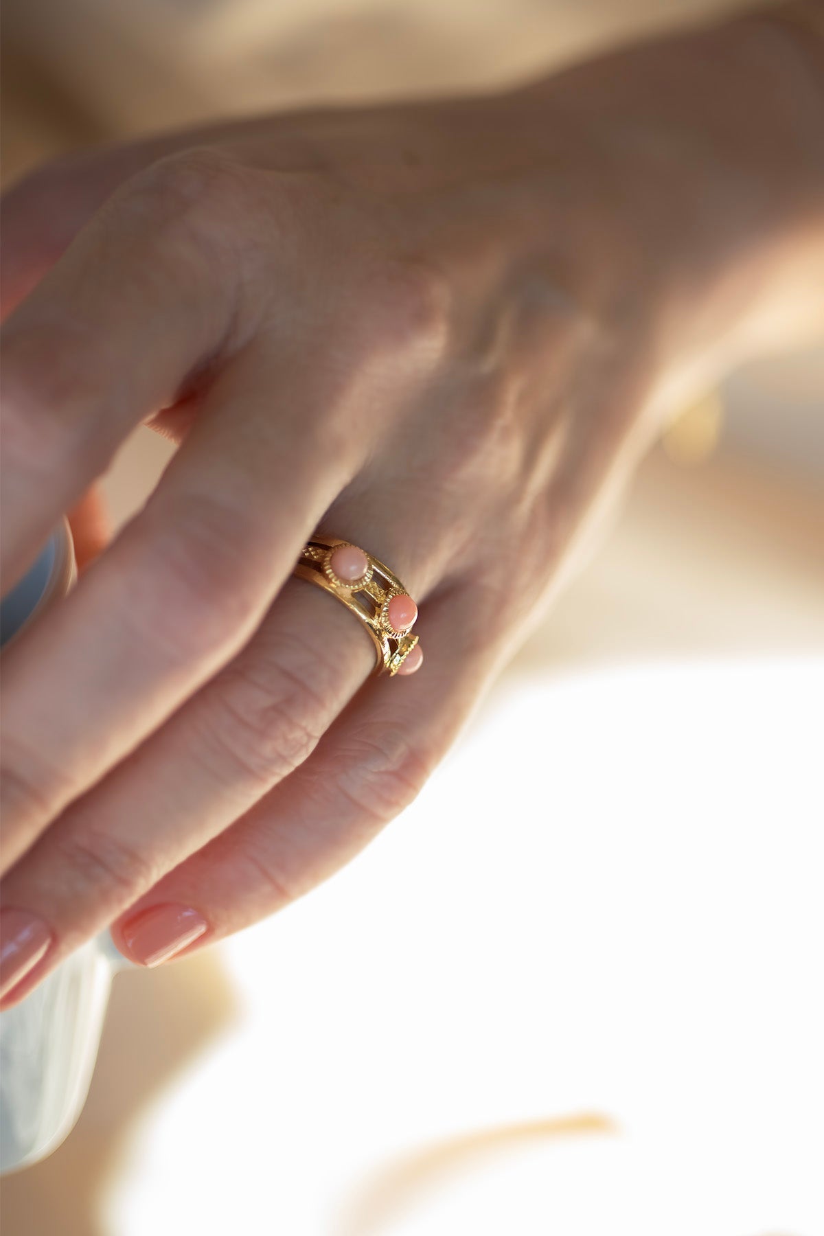 REINA PINK – Pink Coral Triple-Band Ring