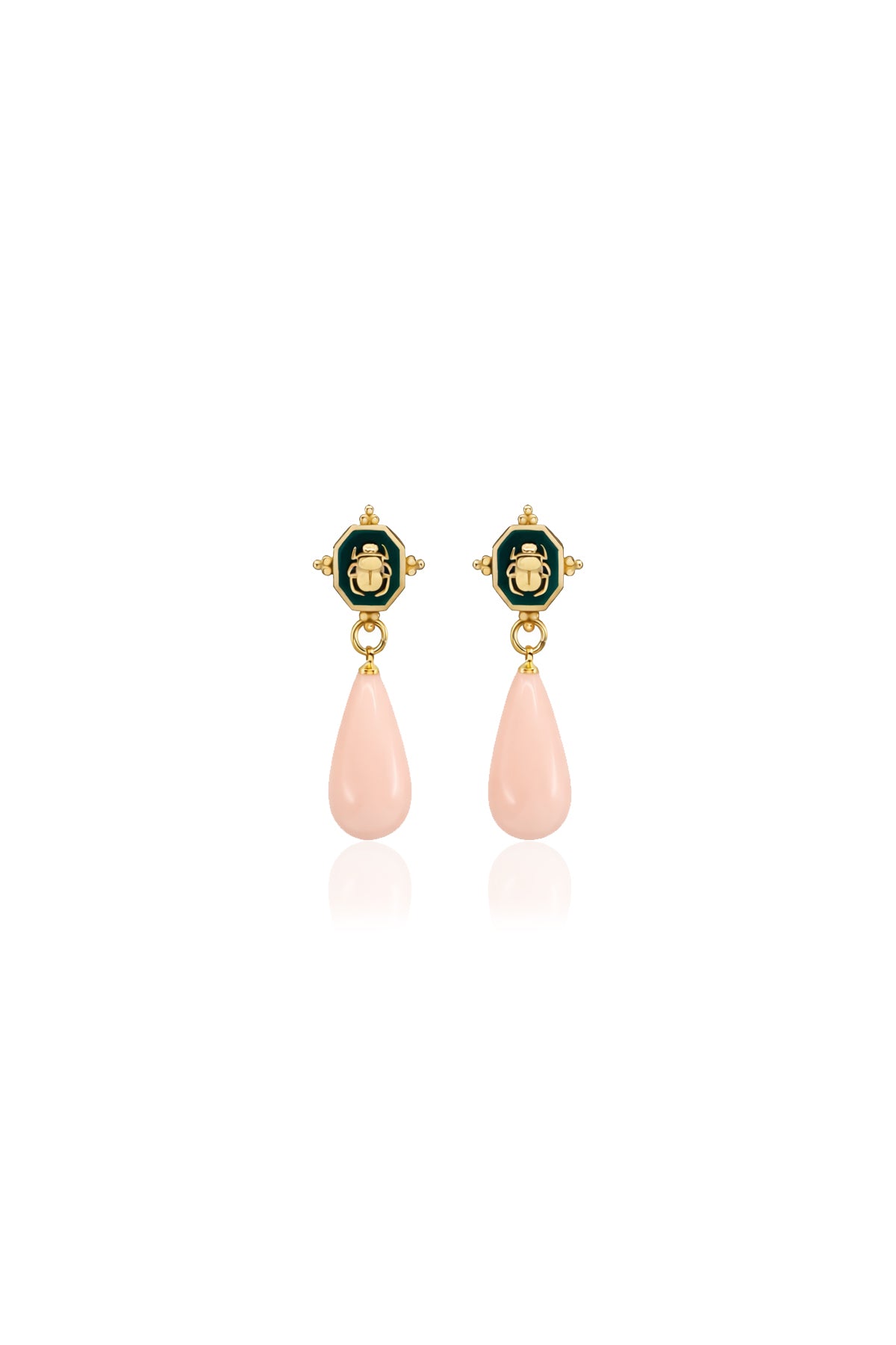 SCARAGREEN – Green Scarab Drop Earrings