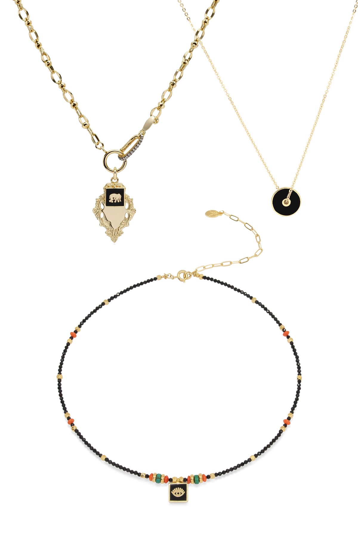 BLACK – Chunky Chain & Medallion Necklace Set
