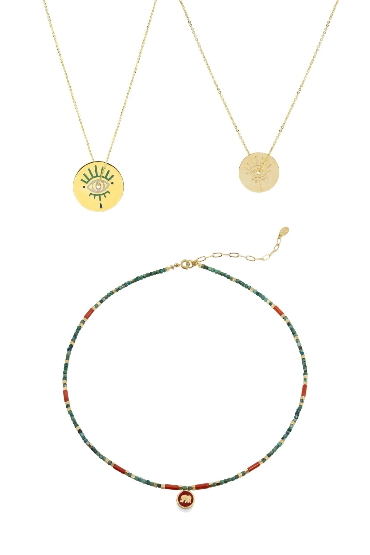 BIG SOUL – Elephant & Eye Layered Necklace Set