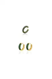 BRIGHT GREEN – Emerald Hoop & Earcuff Set
