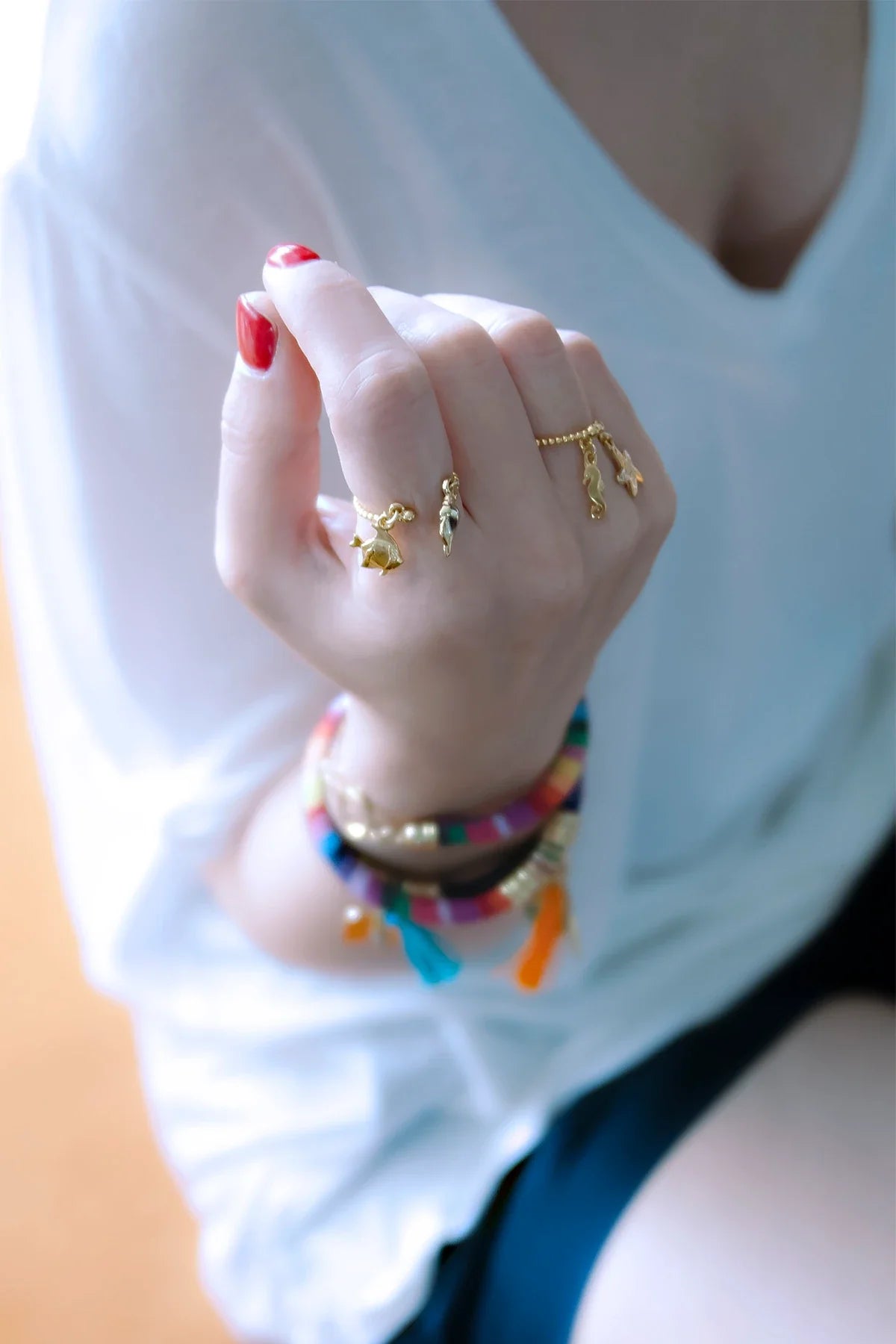 SEAWORLD – Seahorse & Starfish Charm Ring