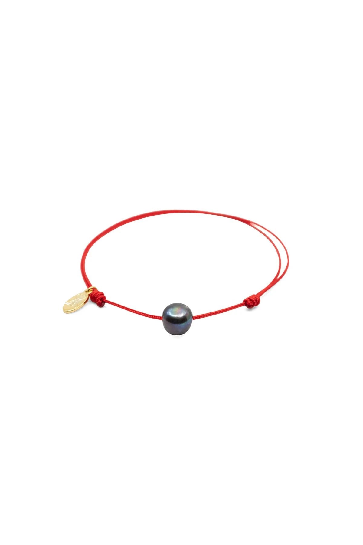 SINGLE PEARL - Grey - Red String Bracelet
