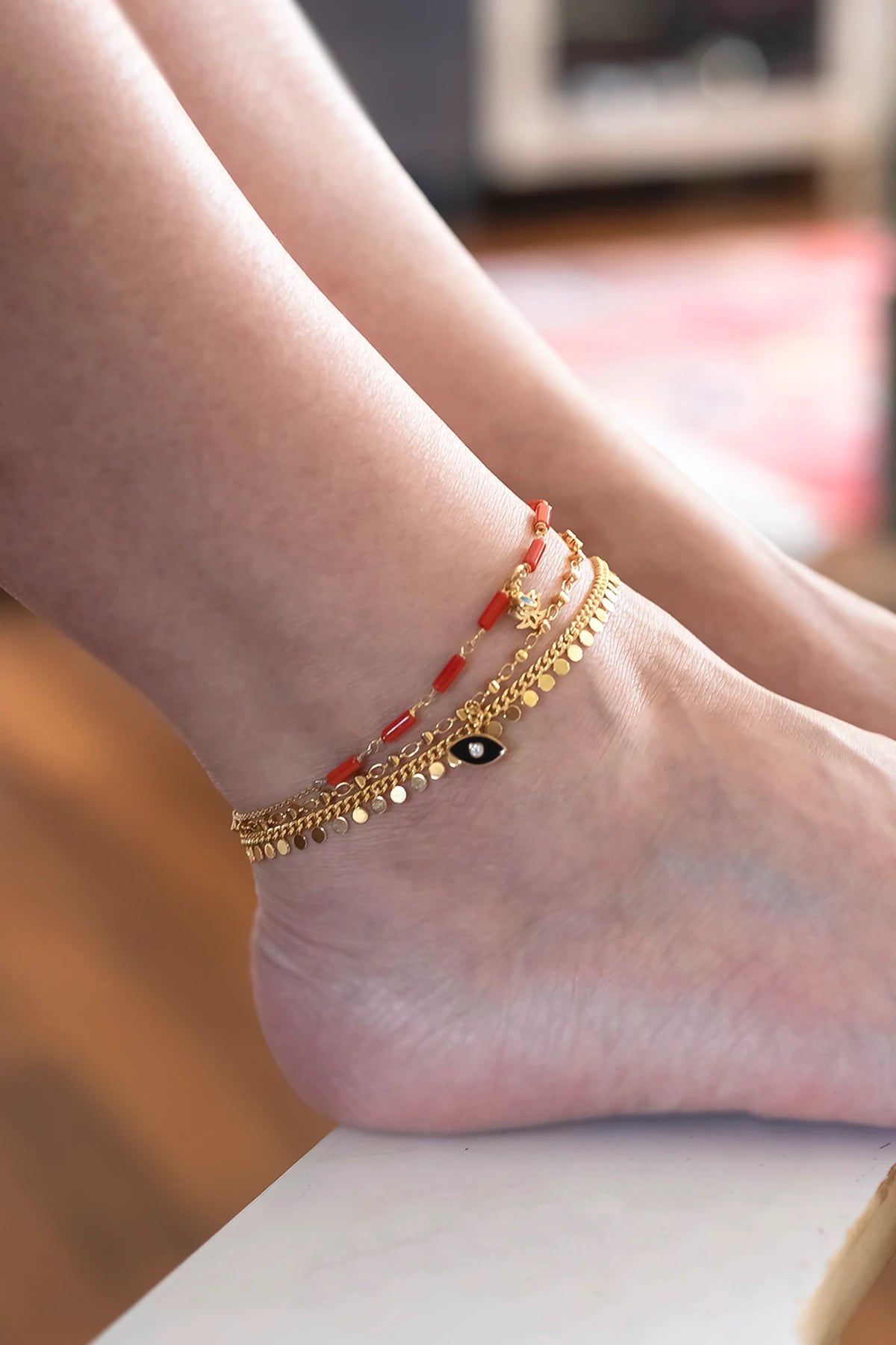 DOTS - Minimal Sequin Chain Anklet