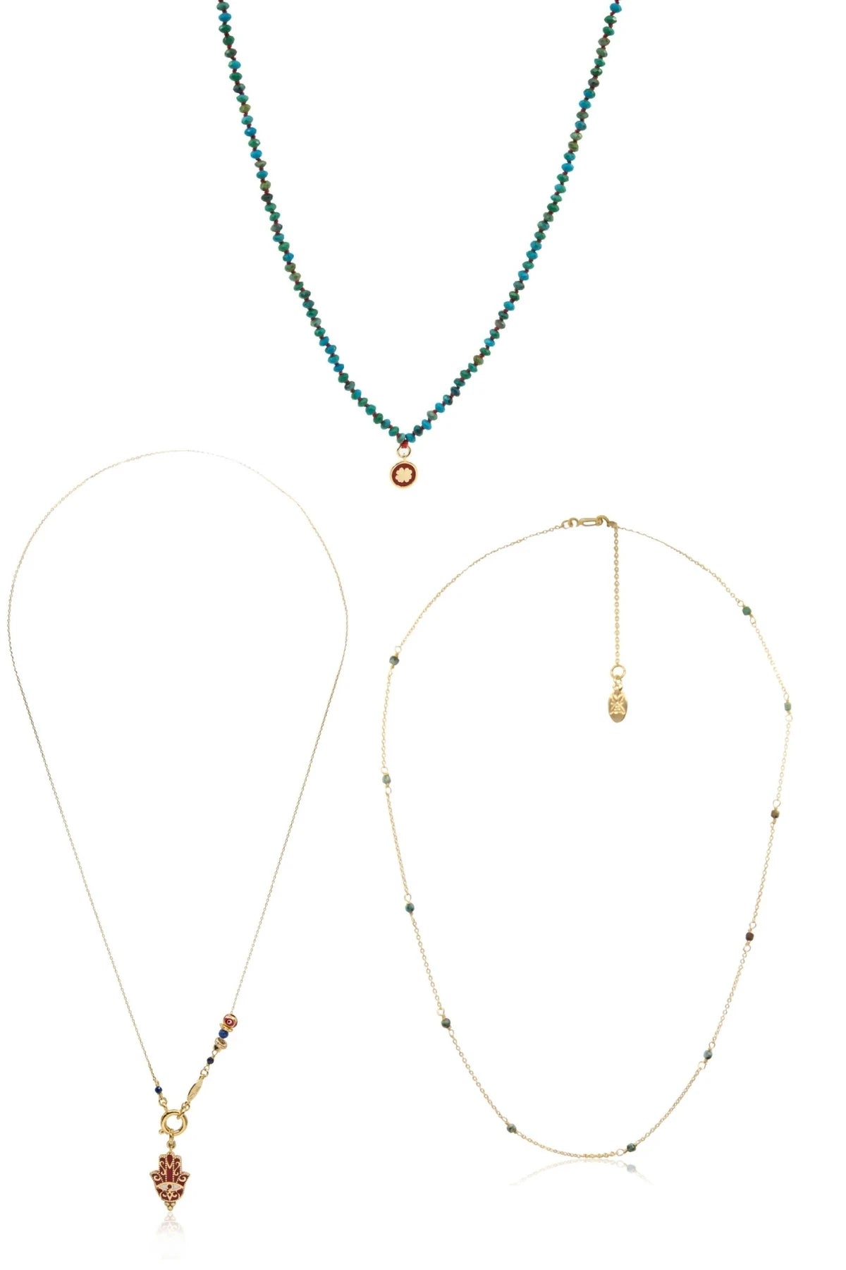 DIVINE – Turquoise & Hamsa Layered Necklace Set