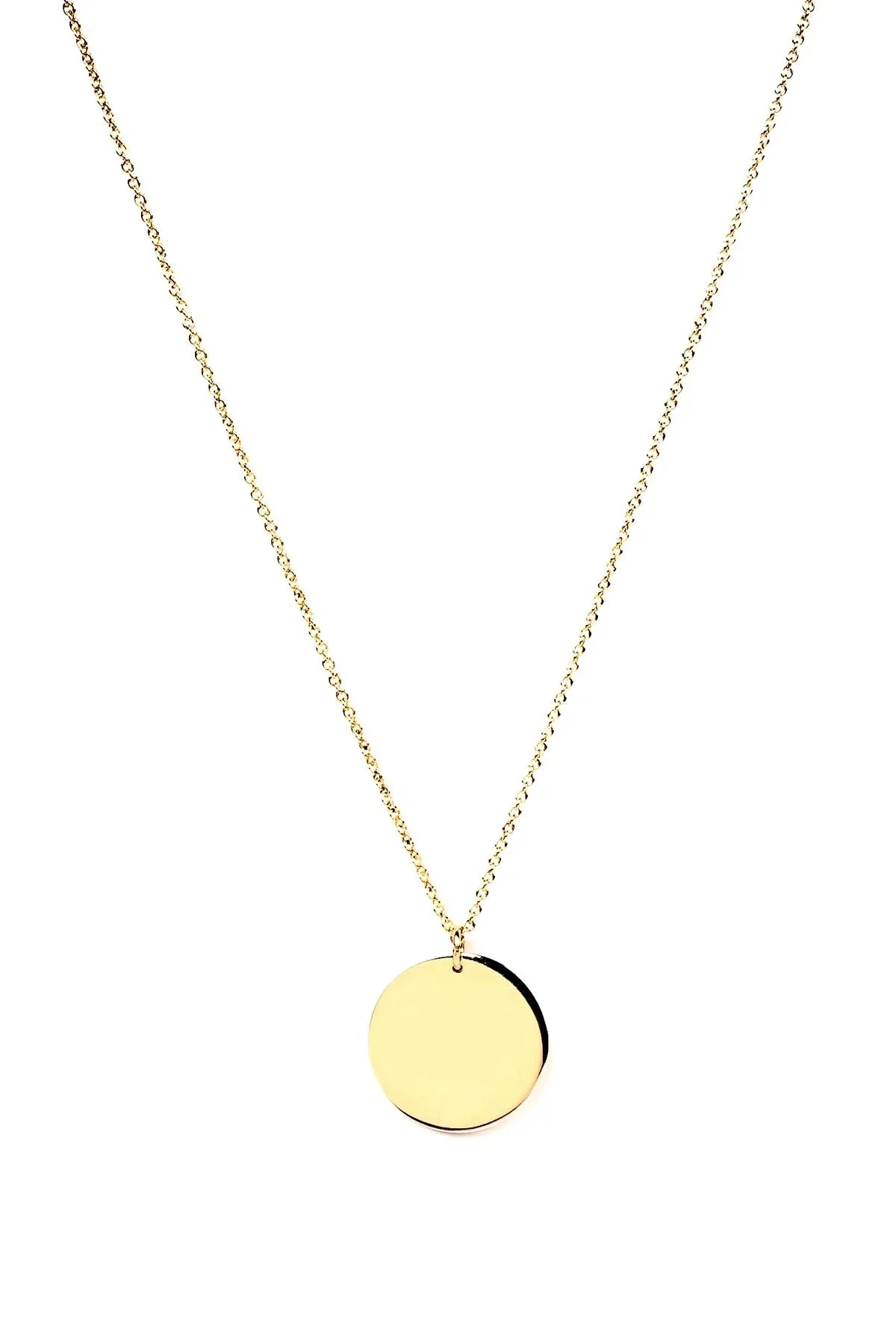 DISC PLAIN - Silver Medallion Necklace