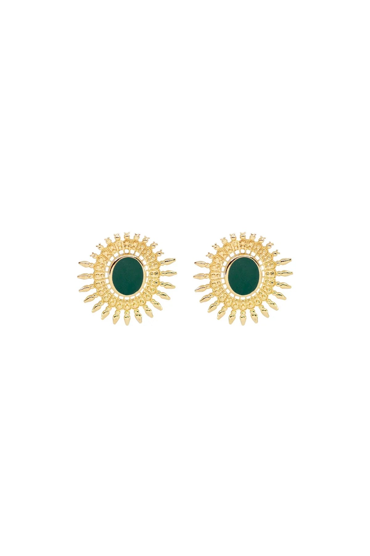 GREEN SUN - Green Enamel Earrings