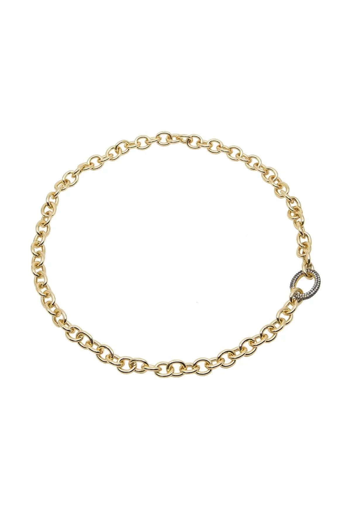LAURA – Pavé Accent Oval Link Chain Necklace