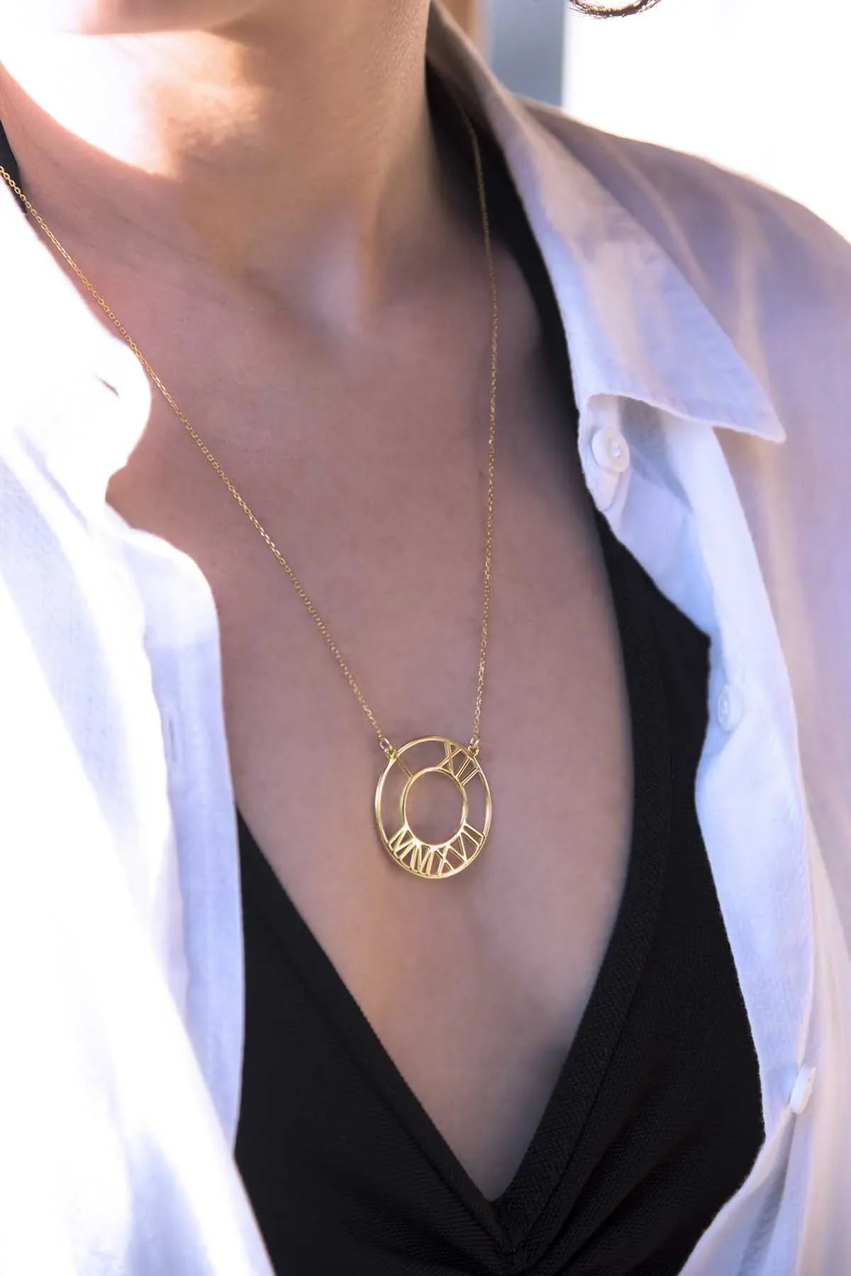 TIME IS NOW – Personalized Roman Numeral Necklace