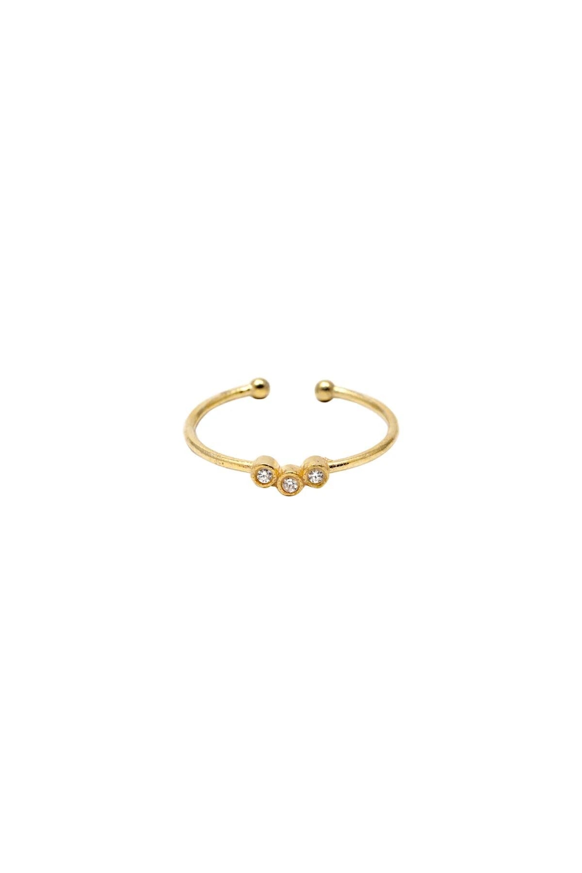 TRIA WHITE – Triple CZ Adjustable Ring