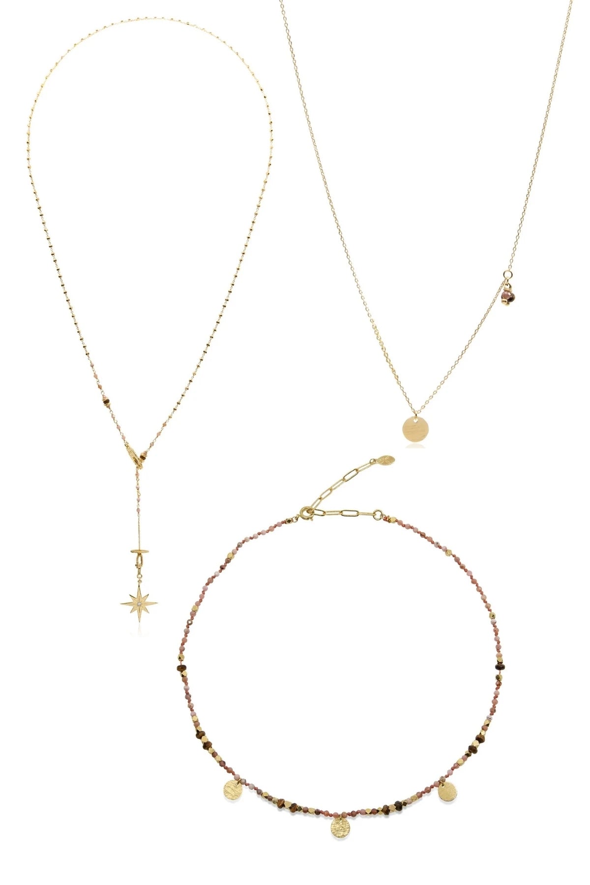 SHINY POLE – Star Pendant & Natural Stone Layered Necklace Set