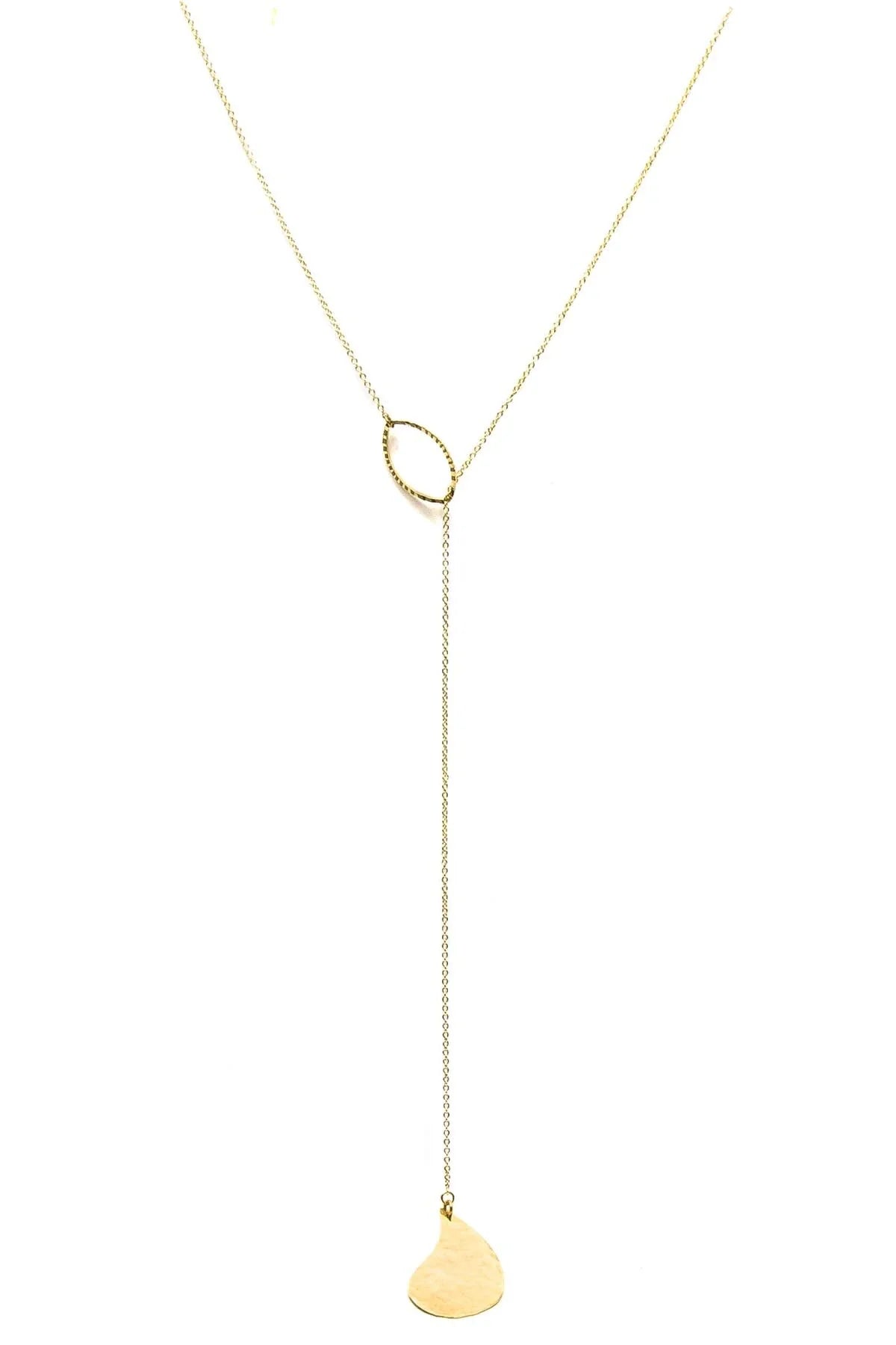 SINGLE DROP – Textured Teardrop Y Necklace